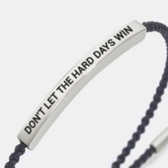 Black and Silver Inspirational Slide Bracelet "DON'T LET THE HARD DAYS WIN' - Picture 4 of 6